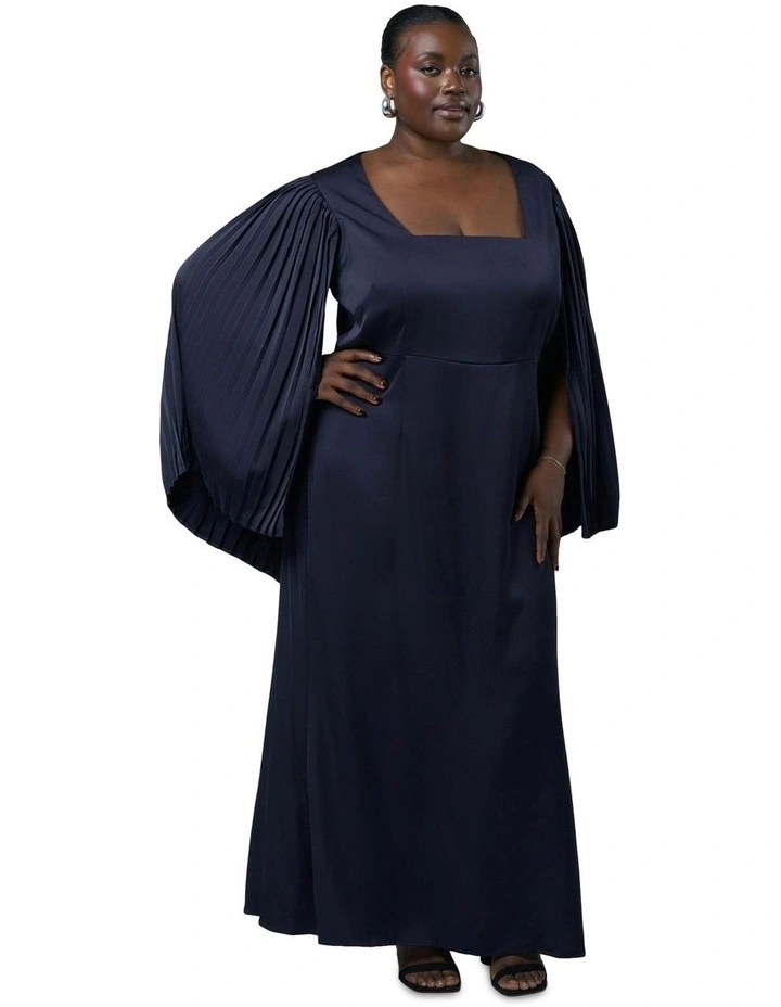 Sultry Satin Cape Dress in Blue image 5