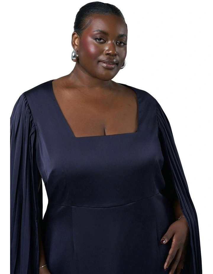 Sultry Satin Cape Dress in Blue image 6