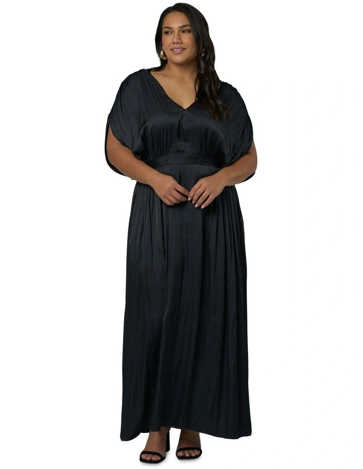 Aphrodite Satin Maxi Dress in Black image 1