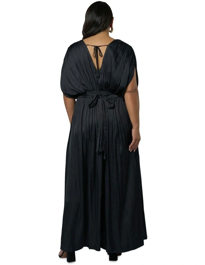 Aphrodite Satin Maxi Dress in Black image 2