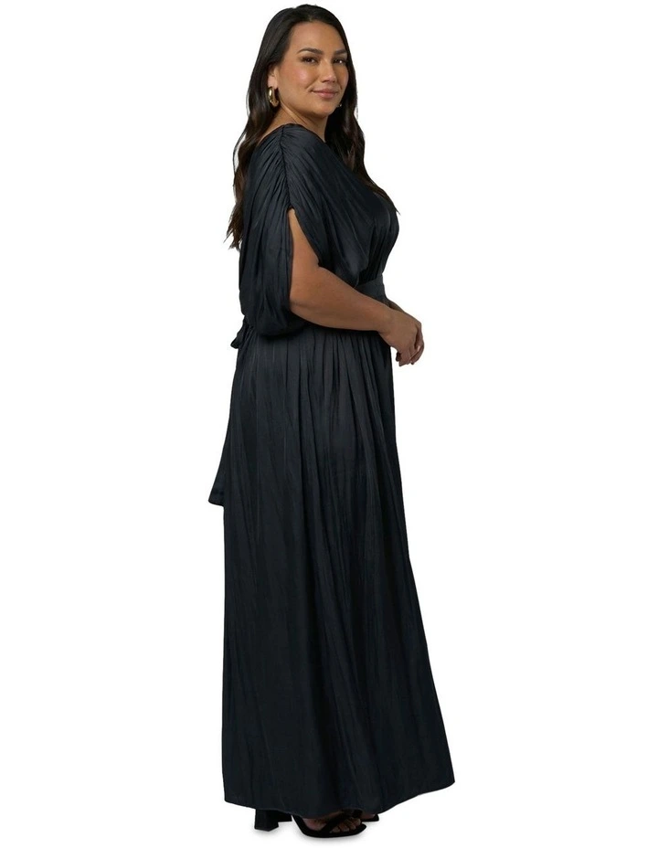 Aphrodite Satin Maxi Dress in Black image 3