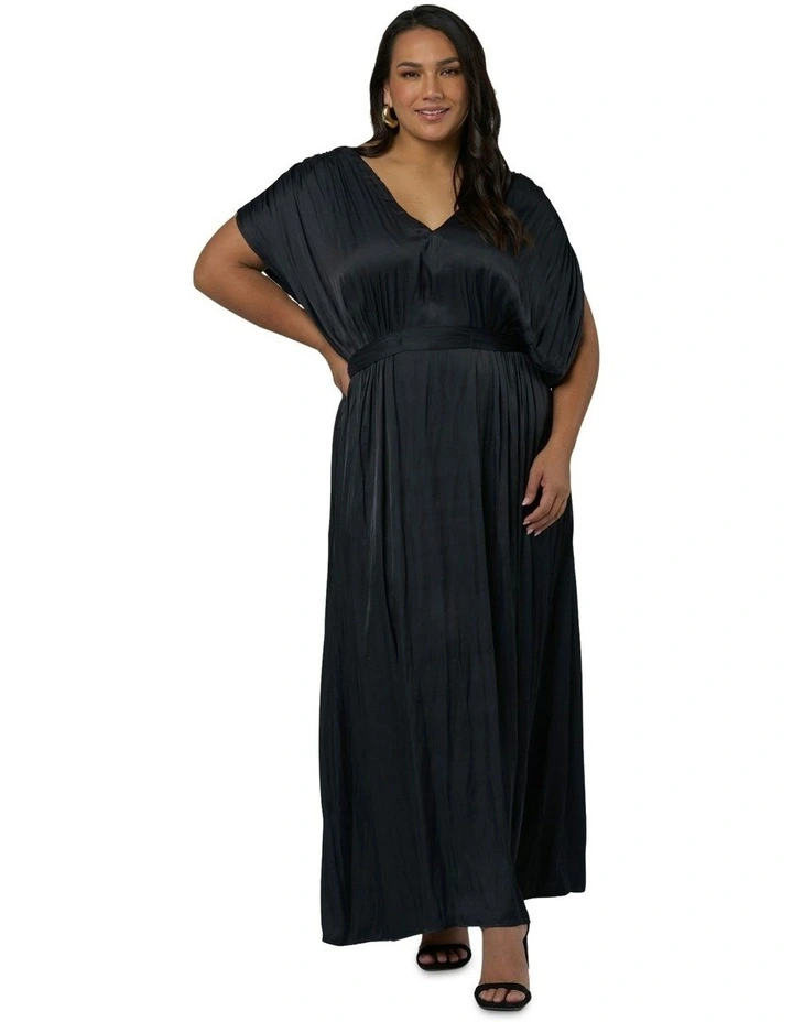 Aphrodite Satin Maxi Dress in Black image 4
