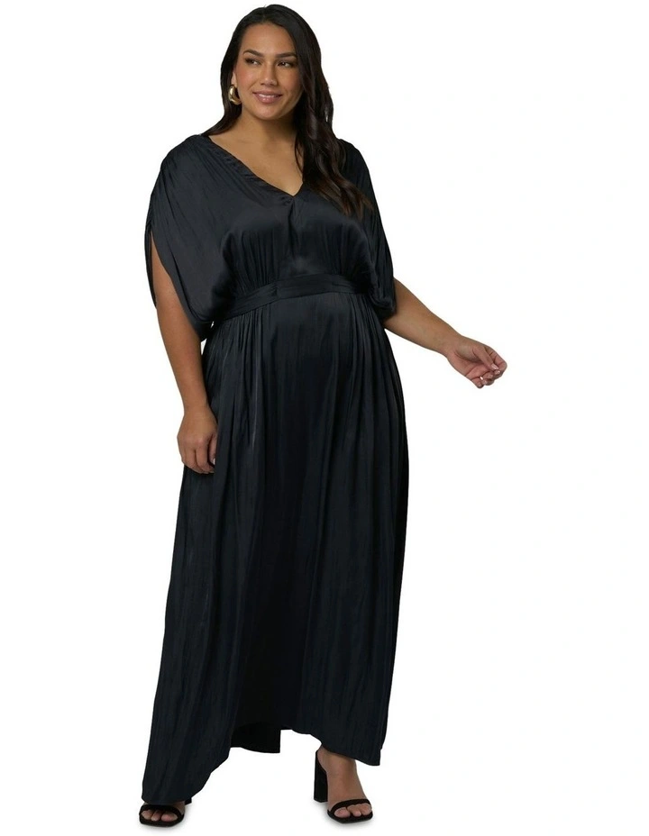 Aphrodite Satin Maxi Dress in Black image 5