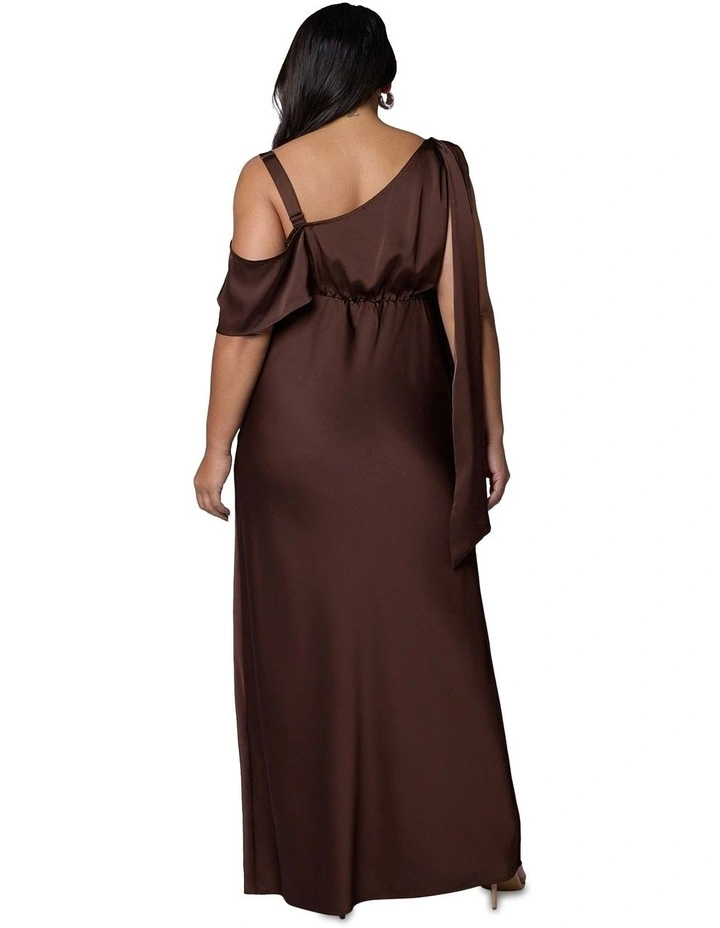 Tap In Satin Maxi Dress in Chocolate image 2
