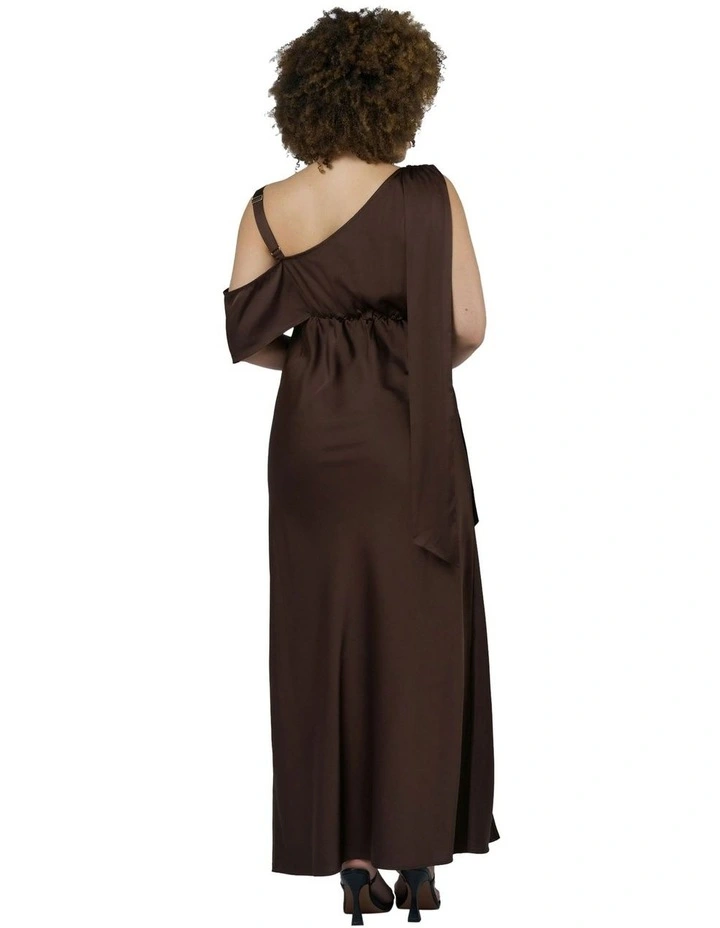 Tap In Satin Maxi Dress in Chocolate image 2