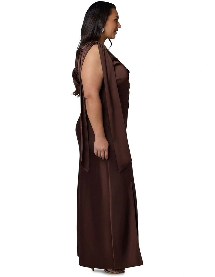 Tap In Satin Maxi Dress in Chocolate image 3