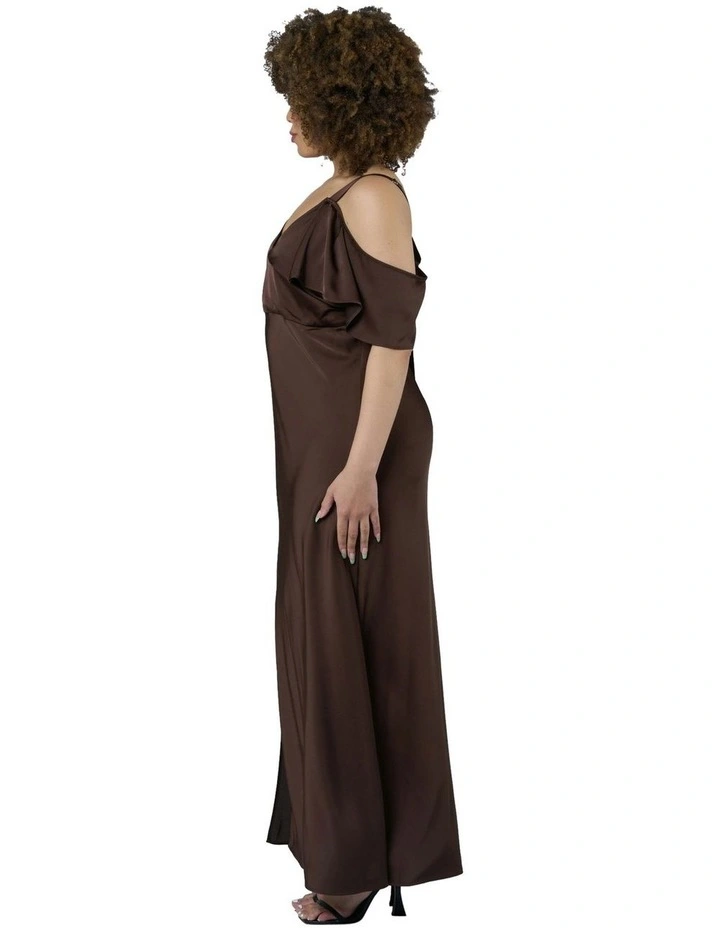 Tap In Satin Maxi Dress in Chocolate image 3