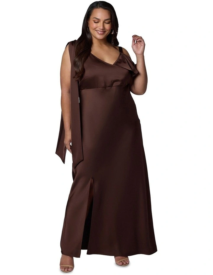 Tap In Satin Maxi Dress in Chocolate image 4
