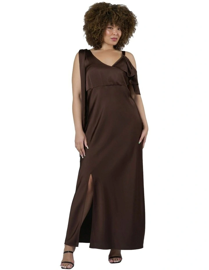 Tap In Satin Maxi Dress in Chocolate image 4