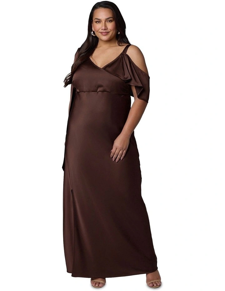 Tap In Satin Maxi Dress in Chocolate image 5