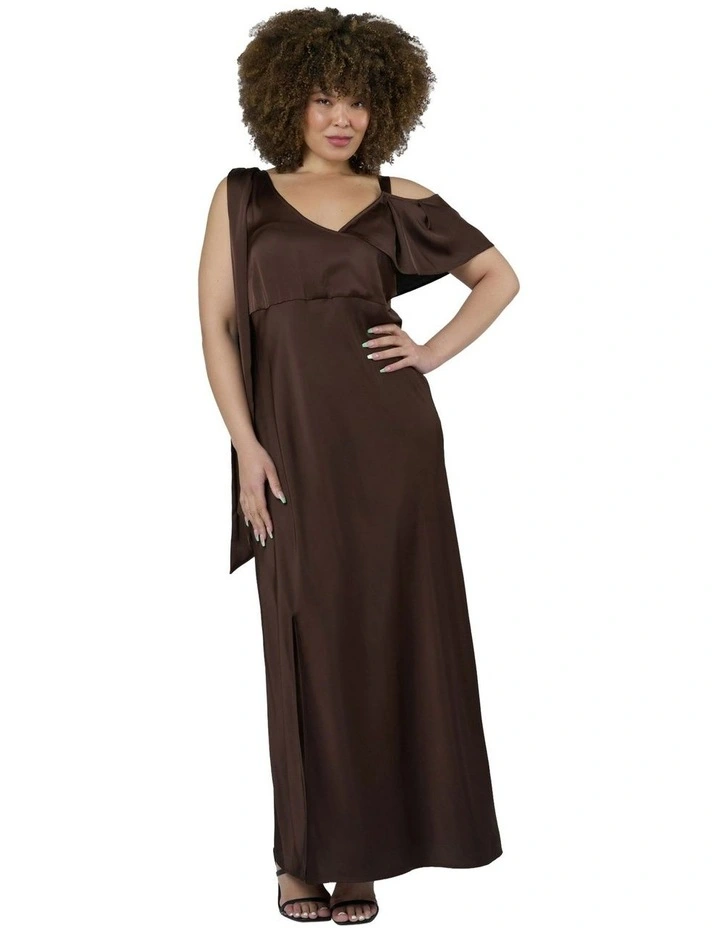 Tap In Satin Maxi Dress in Chocolate image 5