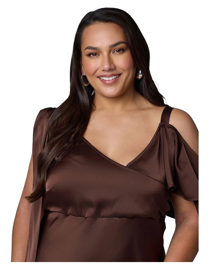 Tap In Satin Maxi Dress in Chocolate image 6