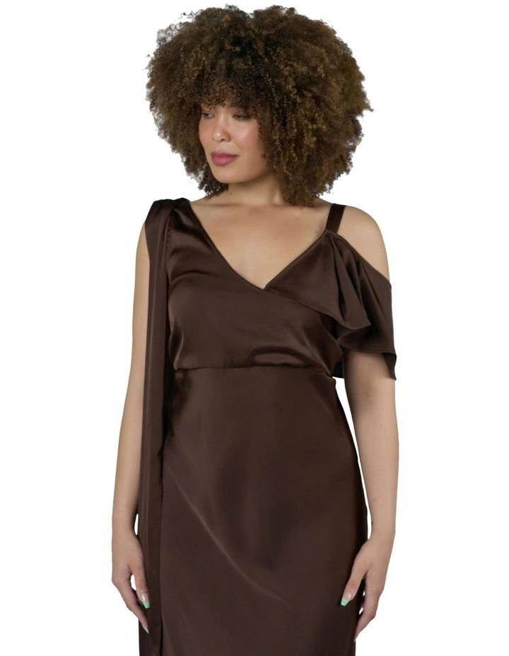 Tap In Satin Maxi Dress in Chocolate image 6