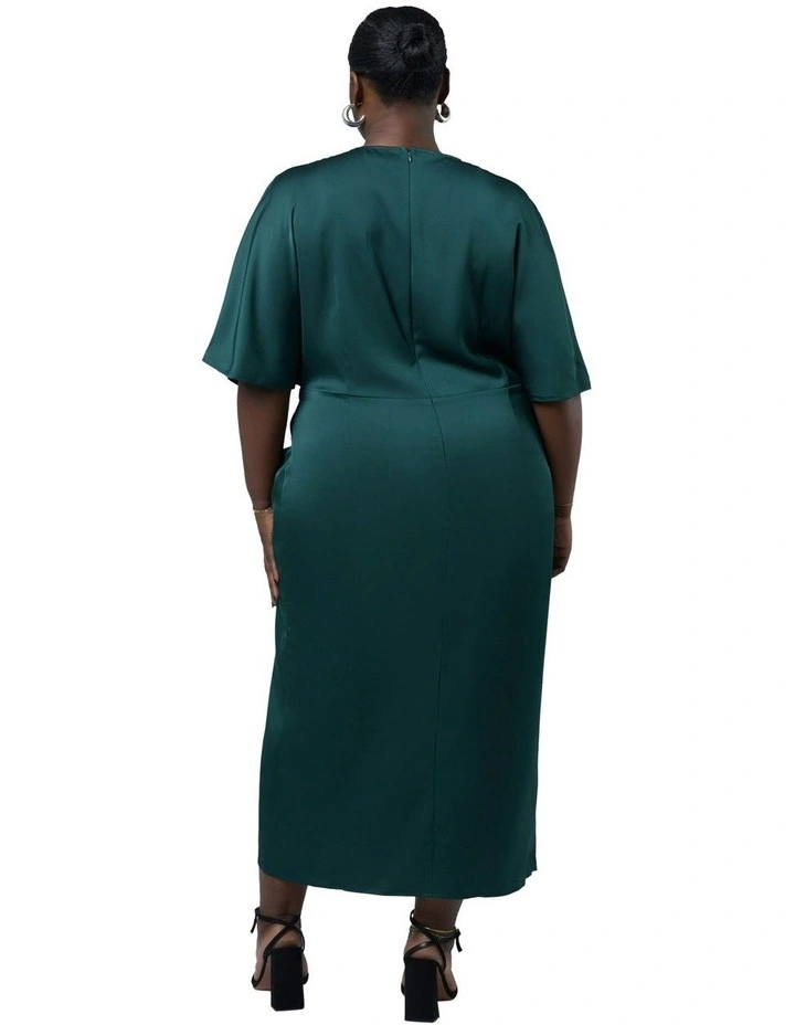 Act Up Satin Midi Dress in Green image 2