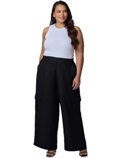 Hayley Cargo Linen Pant in Black