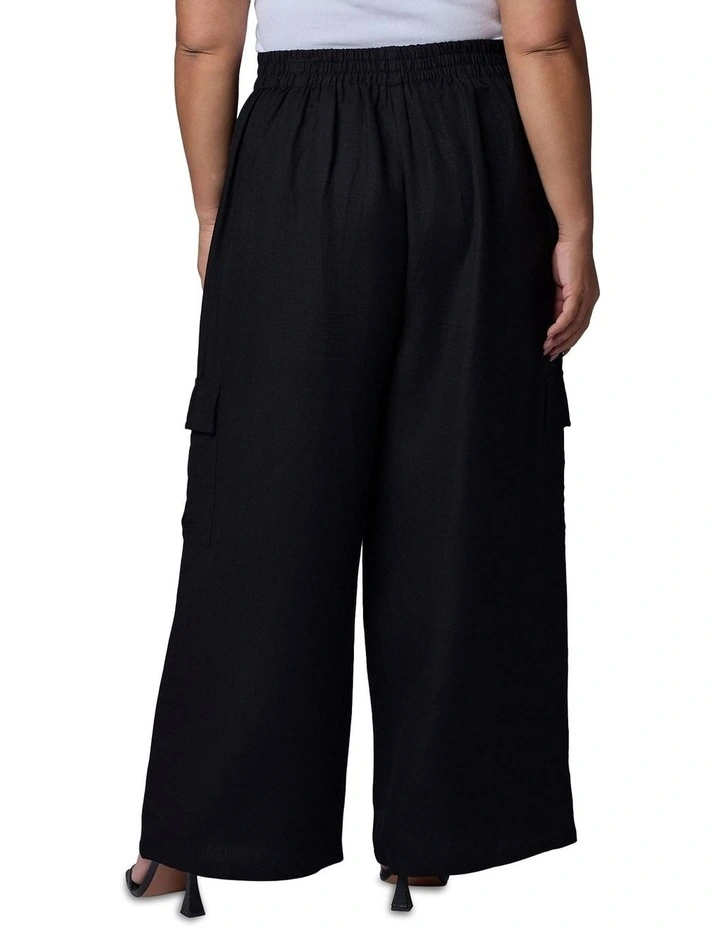 Hayley Cargo Linen Pant in Black image 2