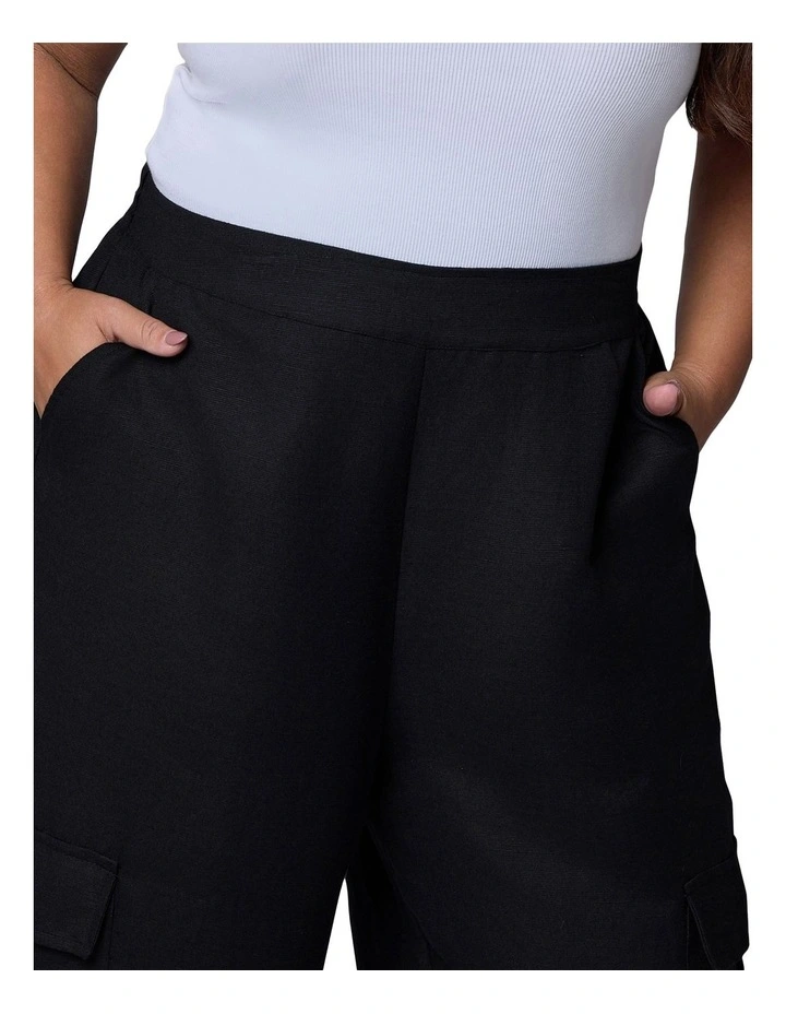 Hayley Cargo Linen Pant in Black image 5