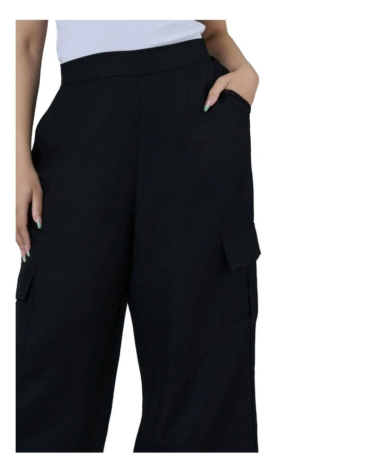 Hayley Cargo Linen Pant in Black image 6