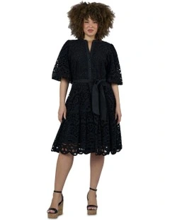 Claudia Broderie Dress in Black