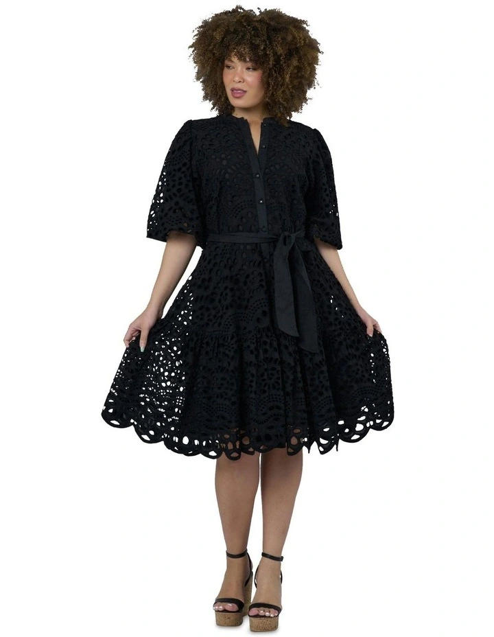 Claudia Broderie Dress in Black image 5