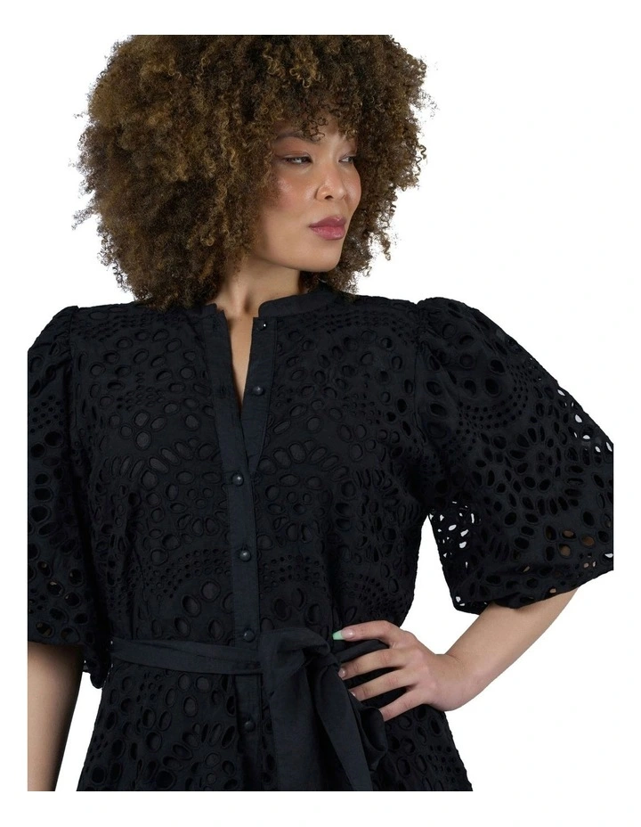 Claudia Broderie Dress in Black image 6