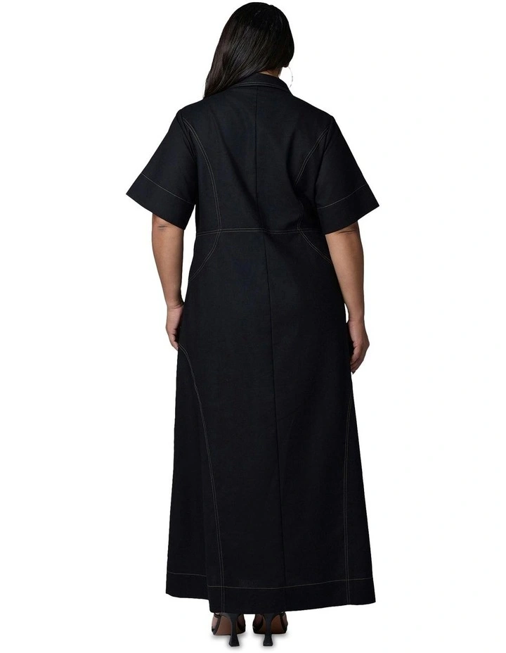 No Saints Maxi Shirt Dress in Black image 2