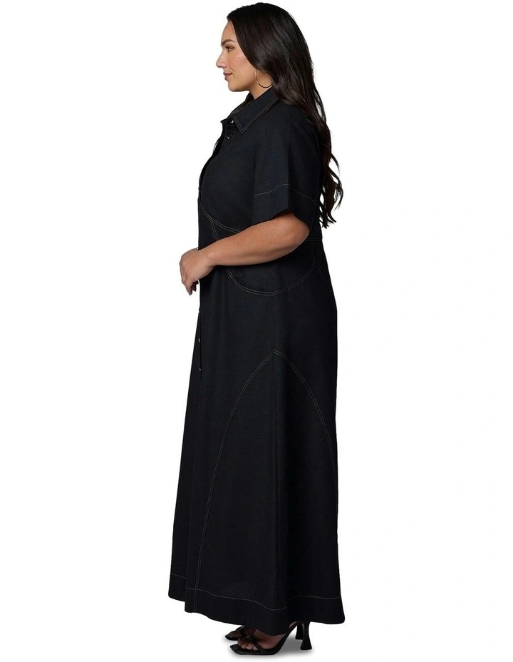 No Saints Maxi Shirt Dress in Black image 3