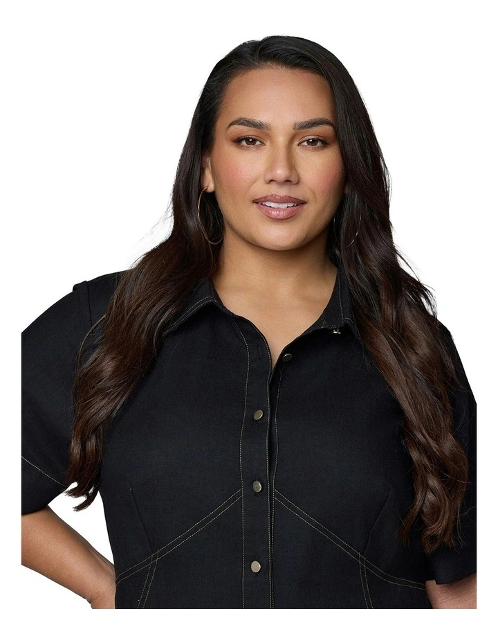 No Saints Maxi Shirt Dress in Black image 6