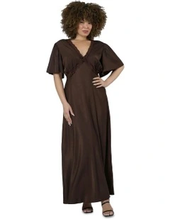 Electric Guitars Maxi Dress in Brown