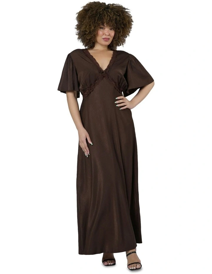 Electric Guitars Maxi Dress in Brown image 1