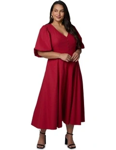 Ignition Midi Dress in Red