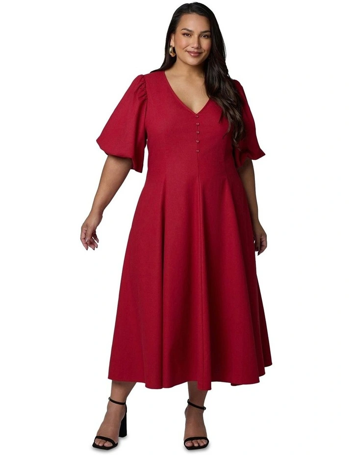 Ignition Midi Dress in Red image 4