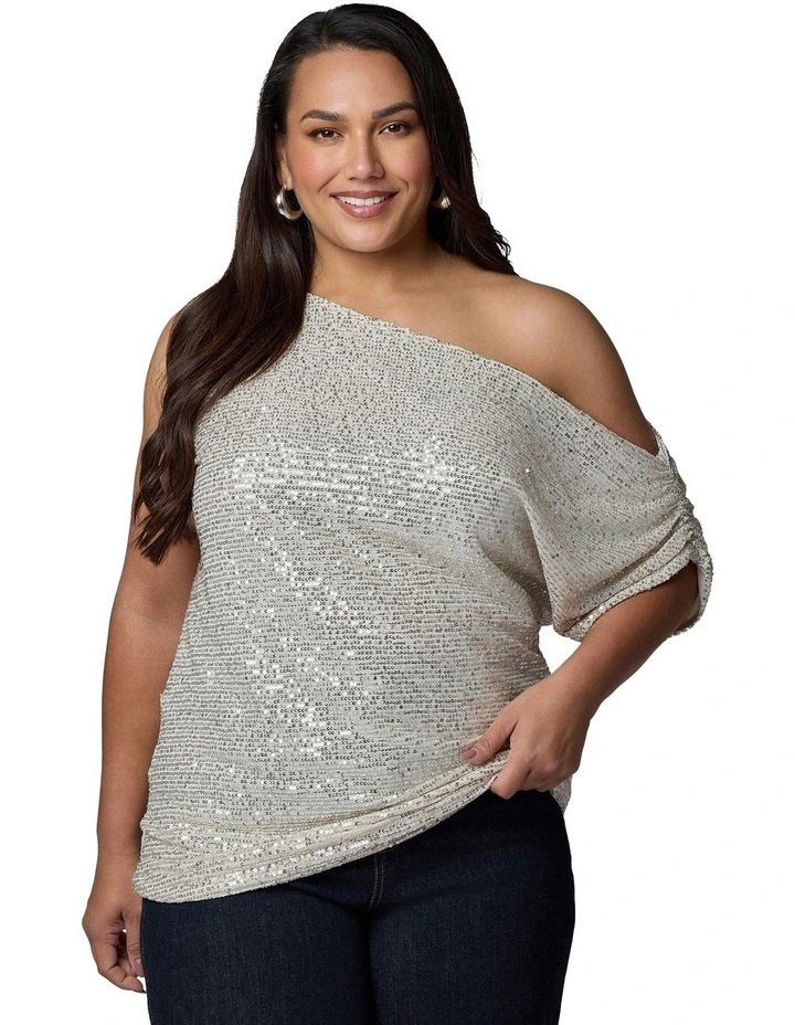 Bare Desire Sequin Top in White image 1