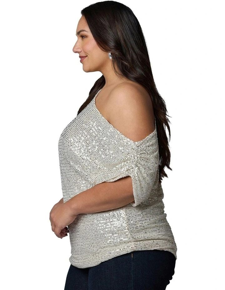 Bare Desire Sequin Top in White image 3