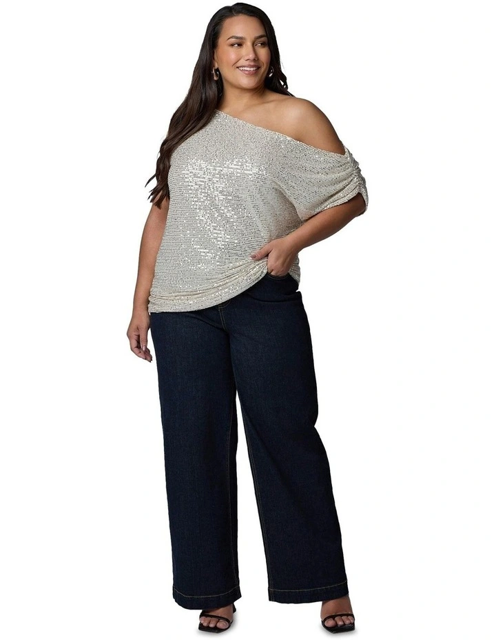 Bare Desire Sequin Top in White image 5