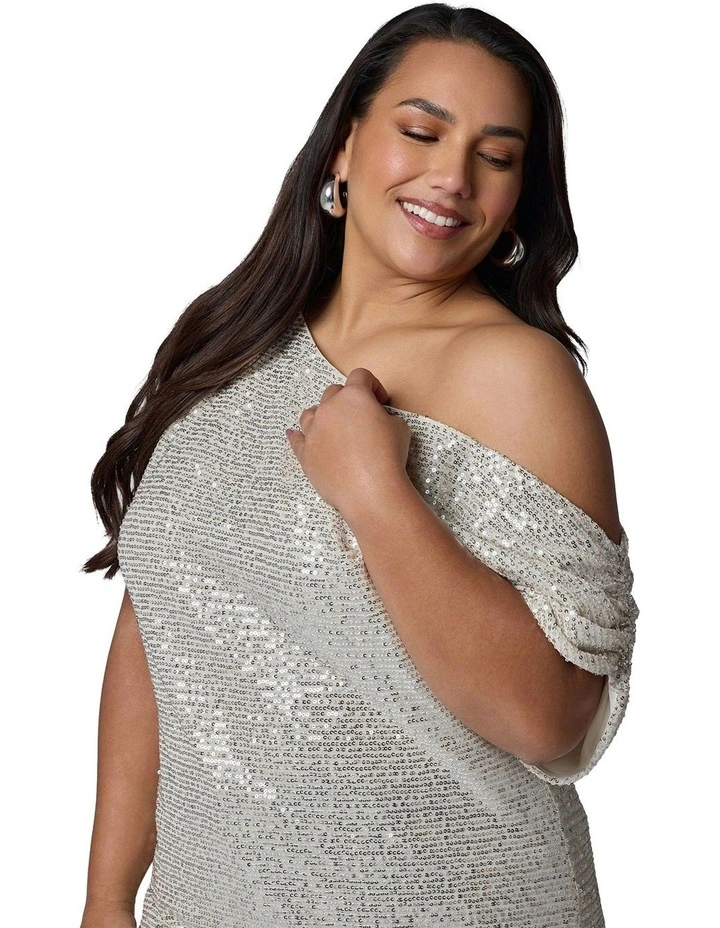 Bare Desire Sequin Top in White image 7