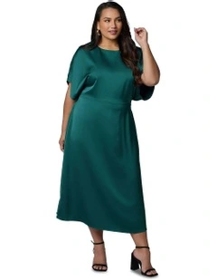 Lust Unleashed Satin Midi Dress in Green