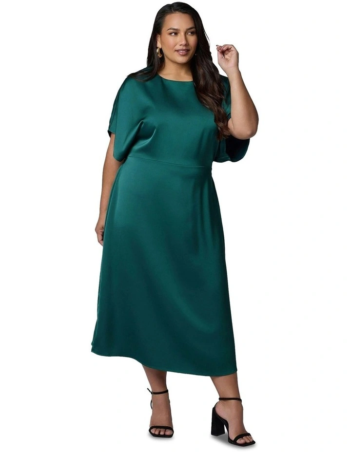 Lust Unleashed Satin Midi Dress in Green image 1