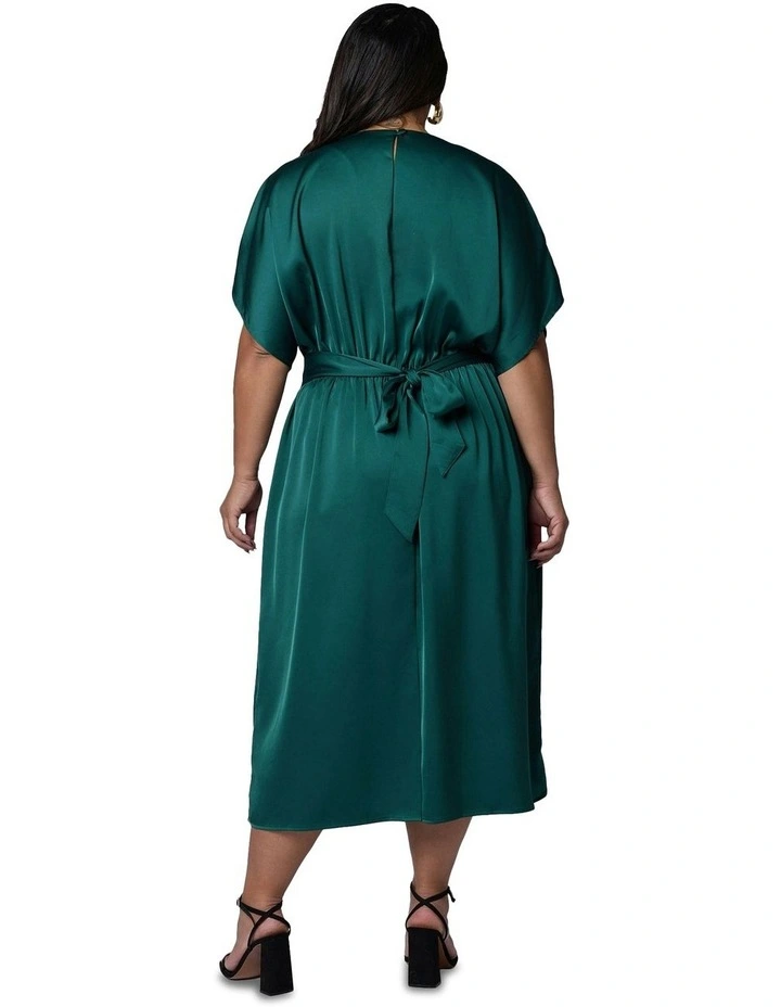 Lust Unleashed Satin Midi Dress in Green image 2