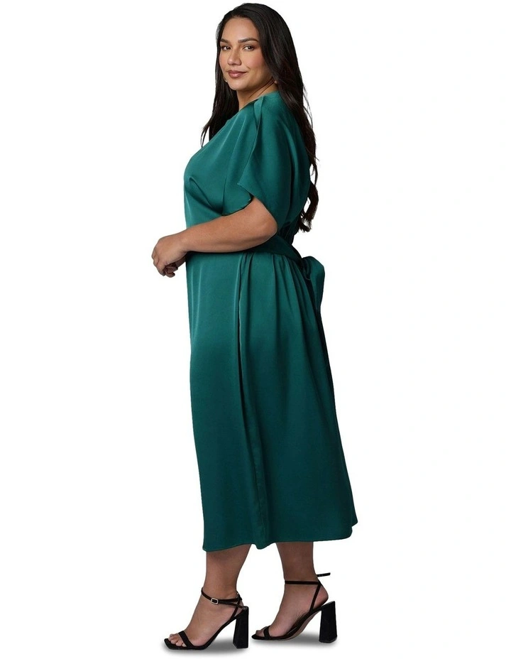 Lust Unleashed Satin Midi Dress in Green image 3