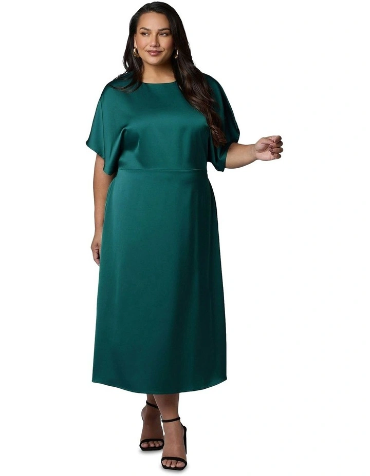Lust Unleashed Satin Midi Dress in Green image 4