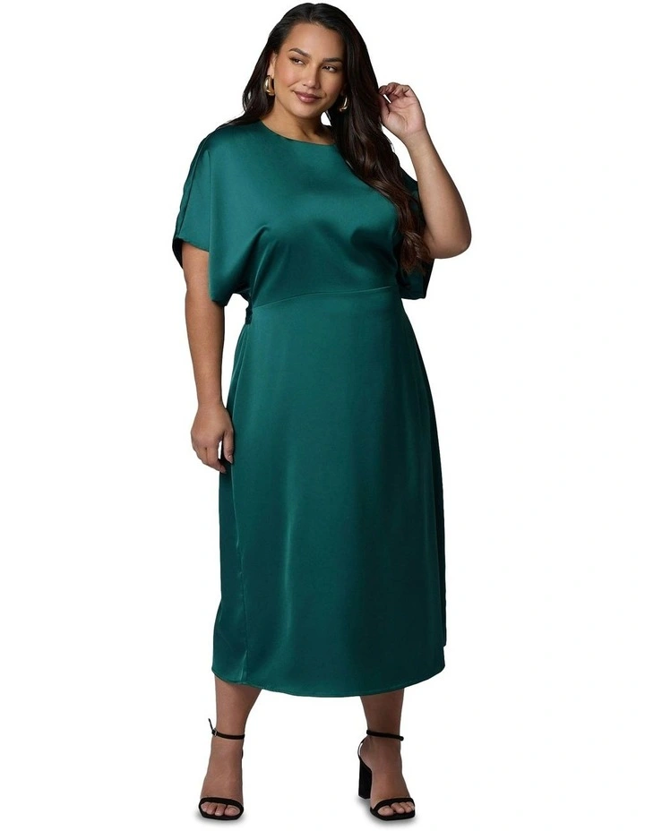 Lust Unleashed Satin Midi Dress in Green image 5