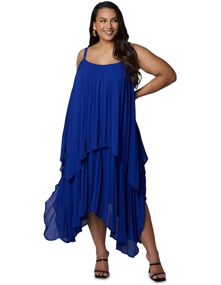 Sinful Heart Pleated Maxi Dress in Blue image 1