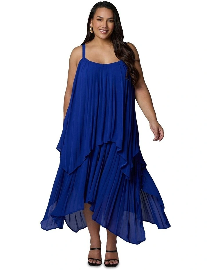 Sinful Heart Pleated Maxi Dress in Blue image 4
