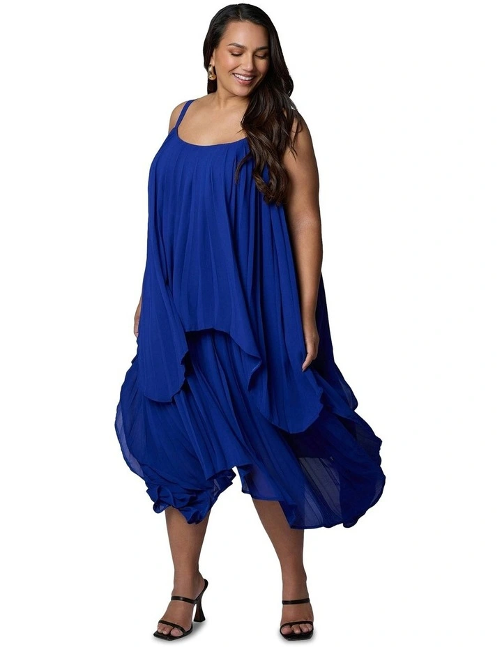 Sinful Heart Pleated Maxi Dress in Blue image 5