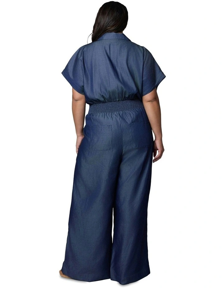 Eve Chambray Jumpsuit in Blue image 2