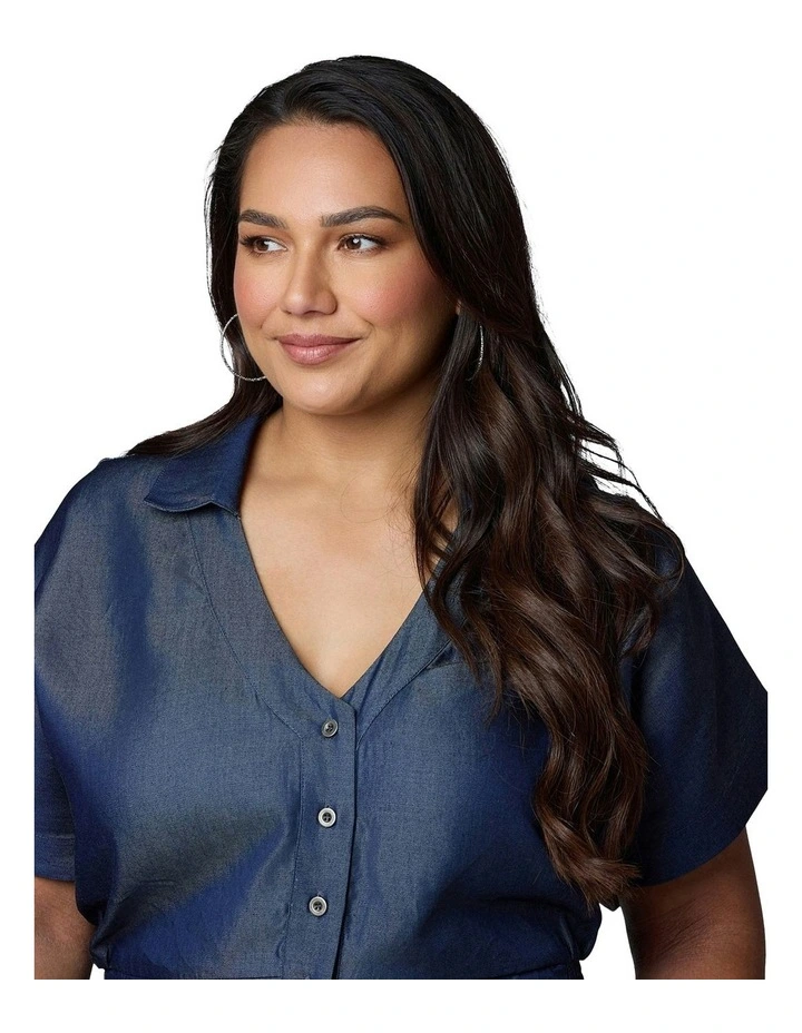 Eve Chambray Jumpsuit in Blue image 6