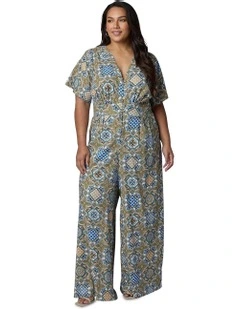 Zoe Linen Printed Jumpsuit in Multi