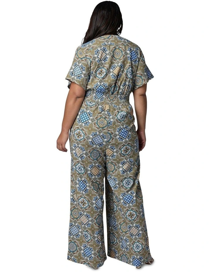 Zoe Linen Printed Jumpsuit in Multi image 2