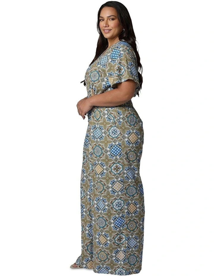 Zoe Linen Printed Jumpsuit in Multi image 3